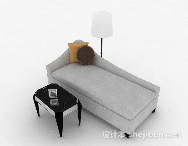 现代风格灰色单人布艺沙发3d模型下载
