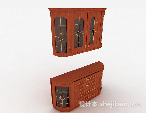 欧式风格欧式木质储物柜3d模型下载