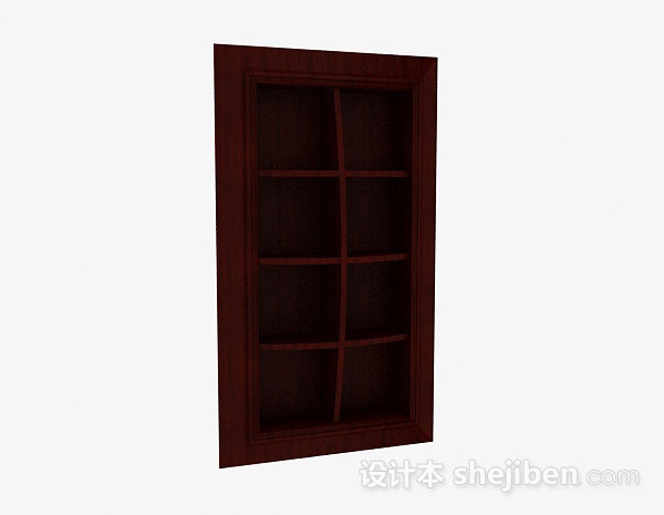 棕红色八格木质展示柜3d模型下载