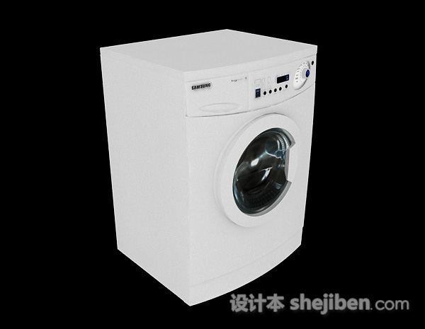 白色滚筒洗衣机3d模型下载
