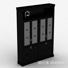 新中式黑色衣柜3d模型下载