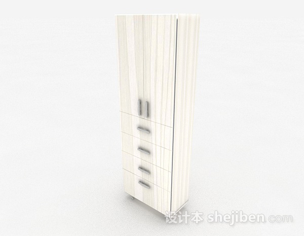 白色木质衣柜3d模型下载