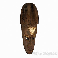木质人脸雕刻品3d模型下载