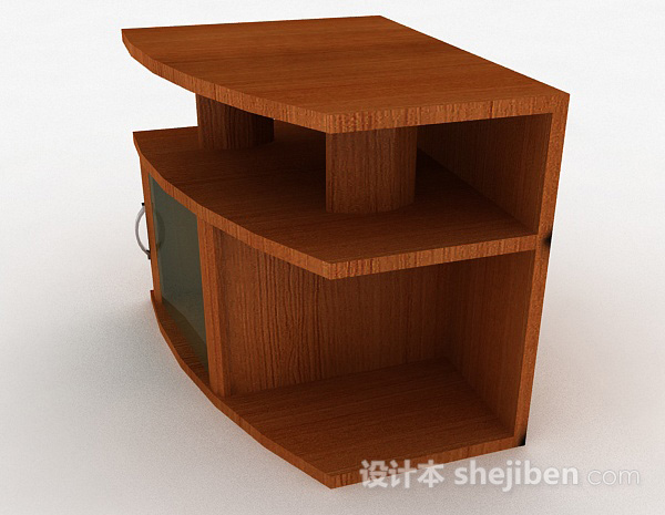 免费浅棕色木质扇形展示柜3d模型下载