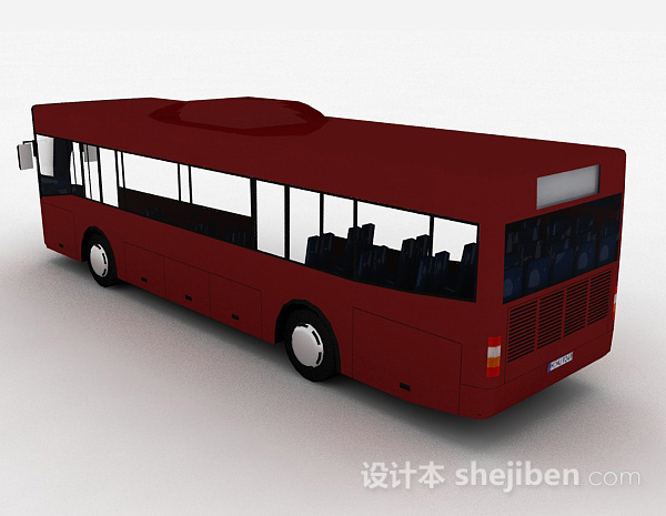 设计本现代风红色巴士车3d模型下载