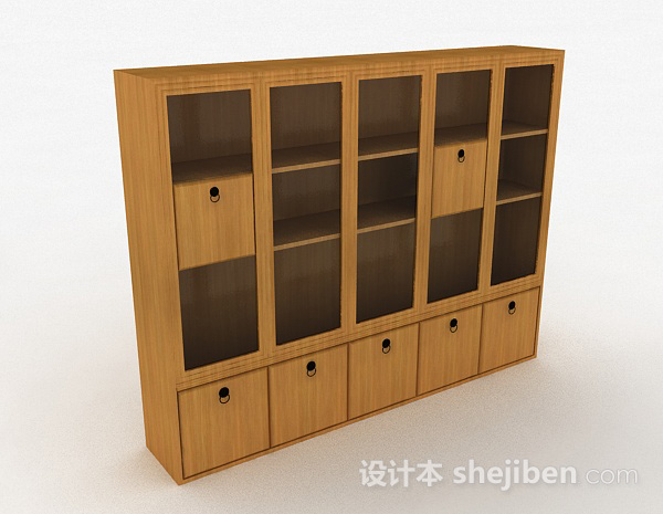 木质多门多层展示柜3d模型下载