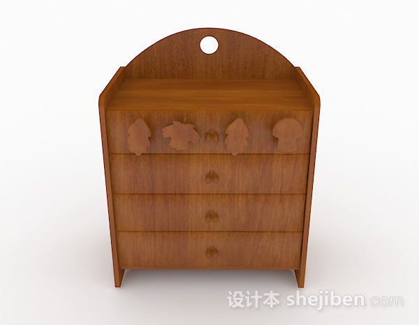 现代风格木质简约床头柜3d模型下载