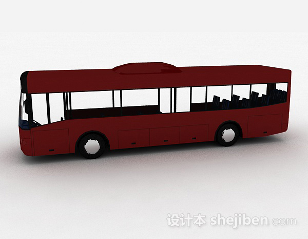 免费现代风红色巴士车3d模型下载