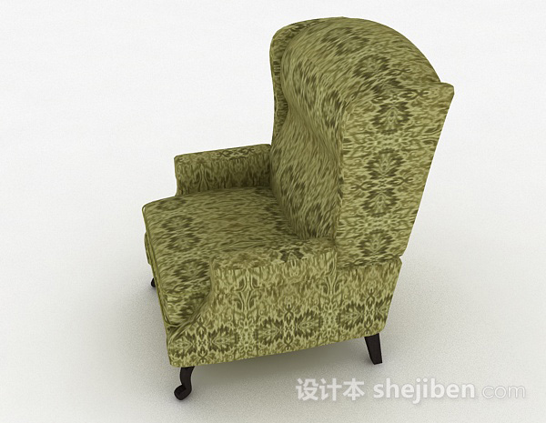 免费欧式绿色单人沙发3d模型下载