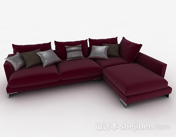 现代风格红色多人沙发3d模型下载