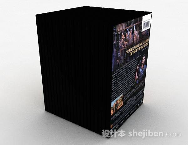 现代风格黑色DVD光盘套装3d模型下载