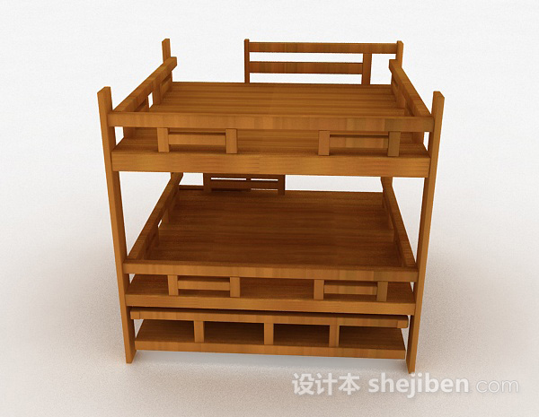 设计本现代风格木质双层双人床3d模型下载