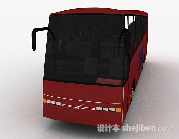 设计本红色高级巴士车3d模型下载