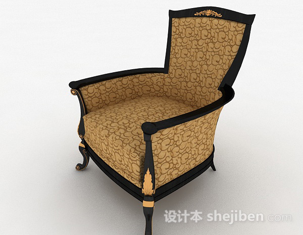 黄色花纹单人沙发3d模型下载