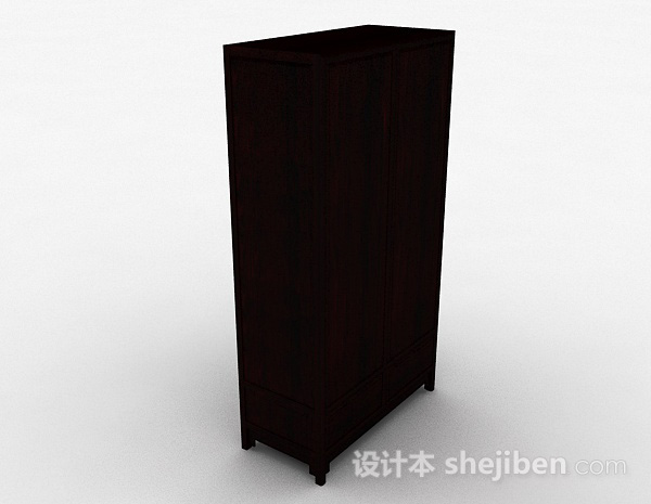 设计本中式深棕色衣柜3d模型下载