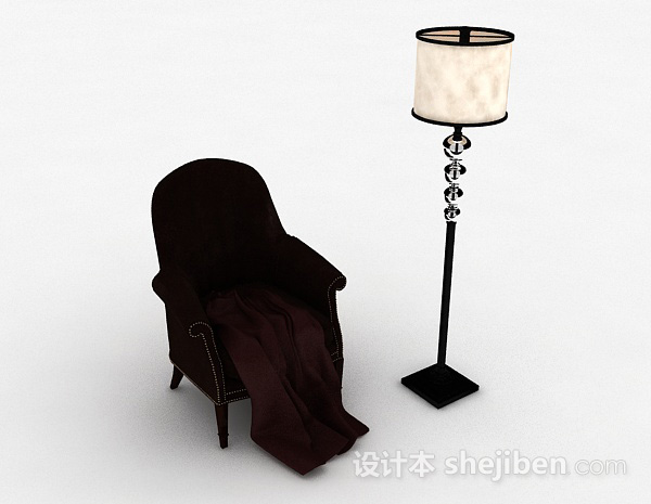 欧式简约单人沙发3d模型下载