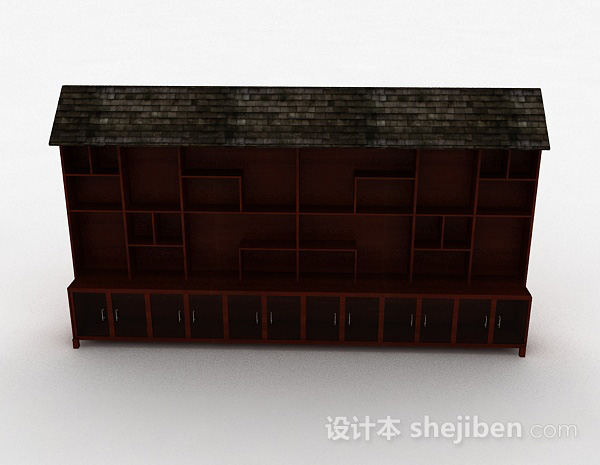 现代风格棕色大型木质展示柜3d模型下载