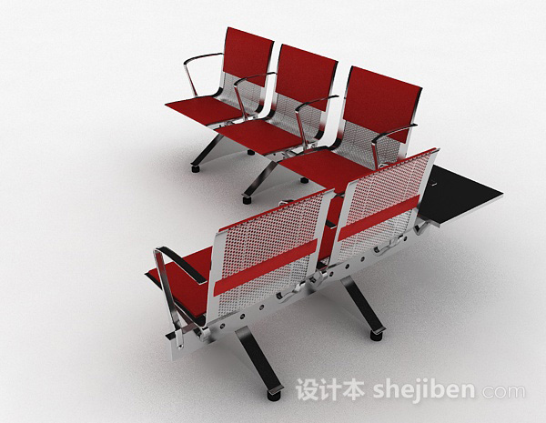 设计本公共红色休闲椅子3d模型下载