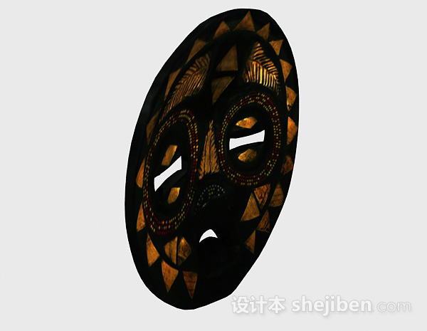 设计本黑色雕刻人脸面具3d模型下载