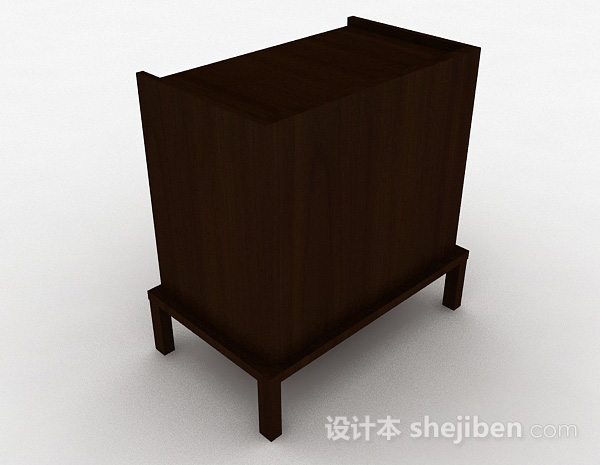 设计本棕色现代风格双门储物柜3d模型下载