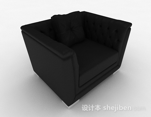 免费现代风格黑色单人皮质沙发3d模型下载