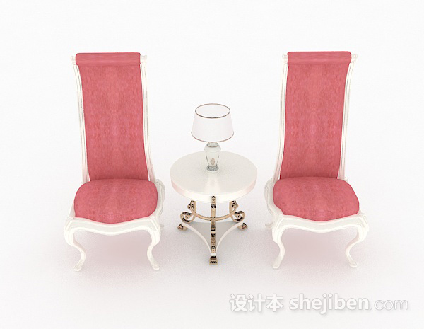 欧式风格欧式粉色家居椅子3d模型下载