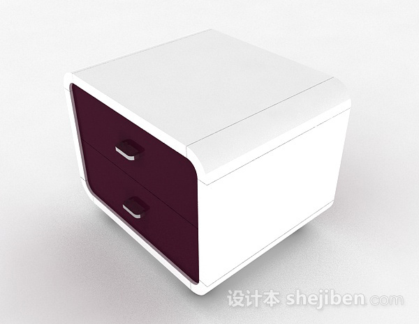 免费紫色时尚床头柜3d模型下载