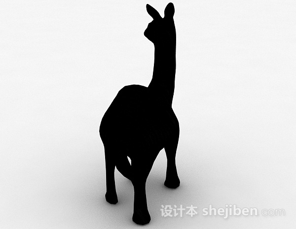 设计本黑色羊驼雕刻品摆件3d模型下载
