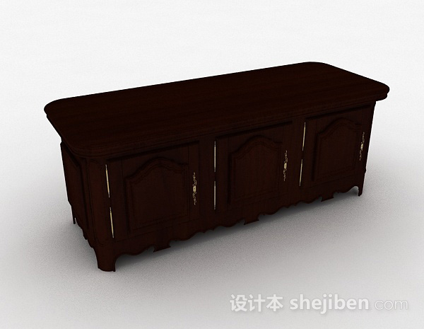 棕色欧式风格木质储物柜3d模型下载