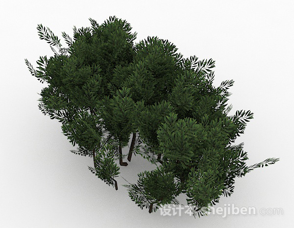 现代风格绿色细小叶子灌木丛3d模型下载