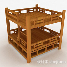 现代风格木质双层双人床3d模型下载