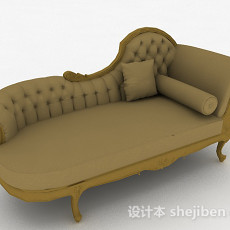 欧式棕色多人沙发3d模型下载