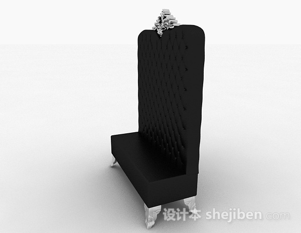 设计本欧式黑色单人沙发3d模型下载