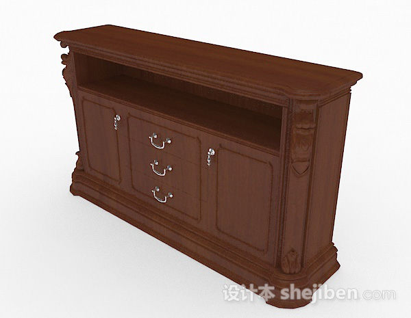 现代风格棕色家居实木柜子3d模型下载