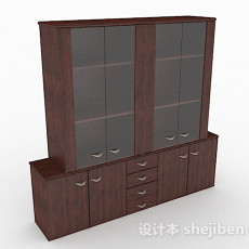 现代简约木质书柜3d模型下载