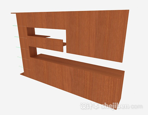 免费棕色木质墙柜3d模型下载