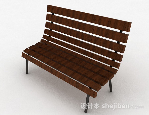 免费棕色公园椅3d模型下载