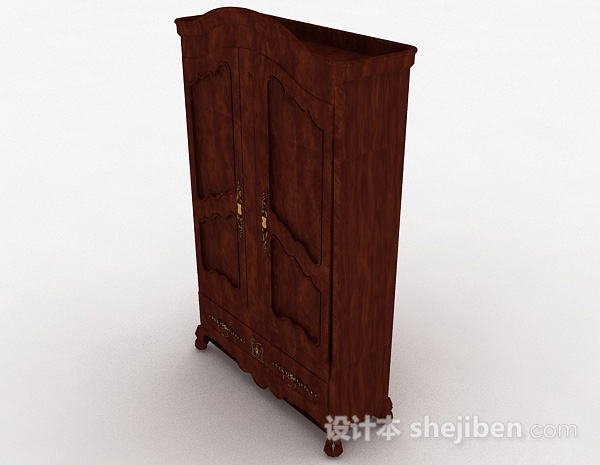 欧式风格欧式原木双门衣柜3d模型下载