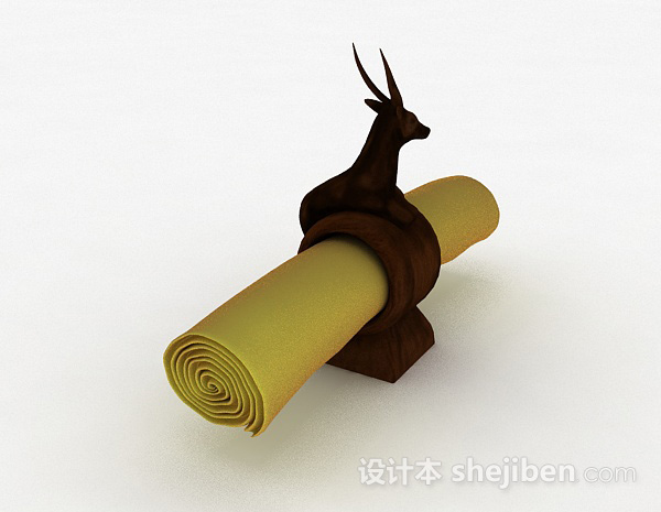 免费棕色木质羚羊摆设品3d模型下载
