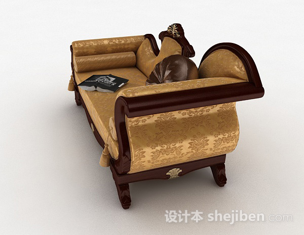 设计本欧式黄色单人沙发3d模型下载