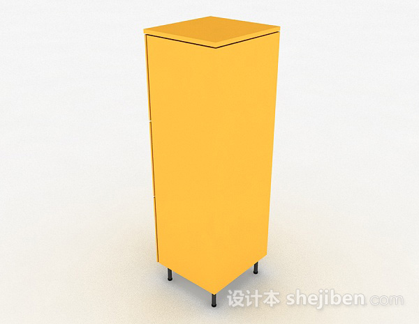 设计本时尚黄色储物柜3d模型下载
