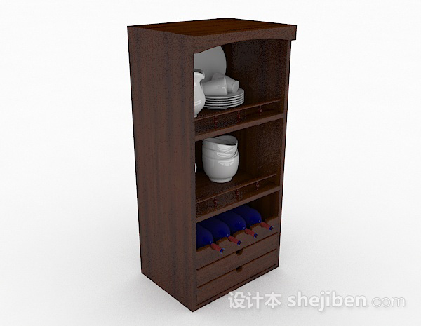 棕色木质橱柜3d模型下载
