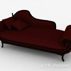 欧式红色沙发躺椅3d模型下载