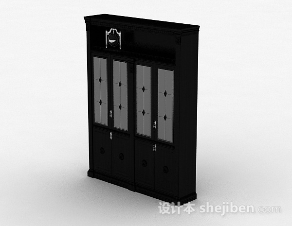 中式风格新中式黑色衣柜3d模型下载