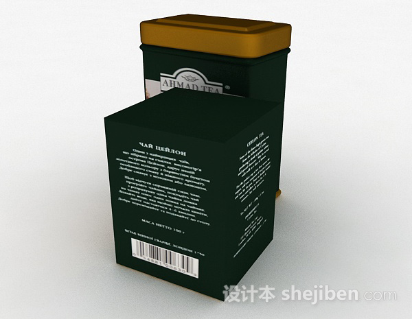 免费欧式风格绿色包装茶盒3d模型下载