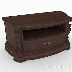 棕色实木床头柜3d模型下载