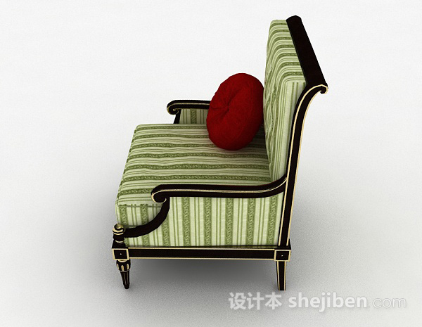 免费欧式绿色条纹单人沙发3d模型下载