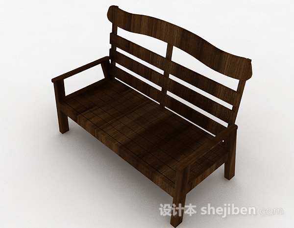 免费木质棕色休闲椅3d模型下载