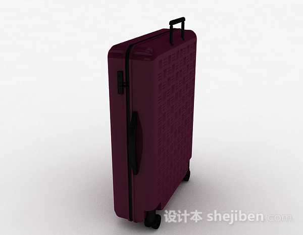 紫色拉杆行李箱3d模型下载
