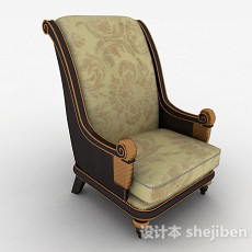 复古棕色单人沙发3d模型下载